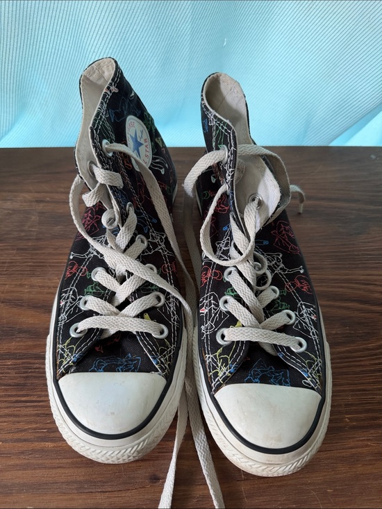 Converse Shoes - Converse Black High-Top Sneakers with Multicolor Outline Graphics